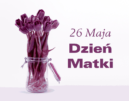 Fioletowe tulipany w słoiku dla mamy